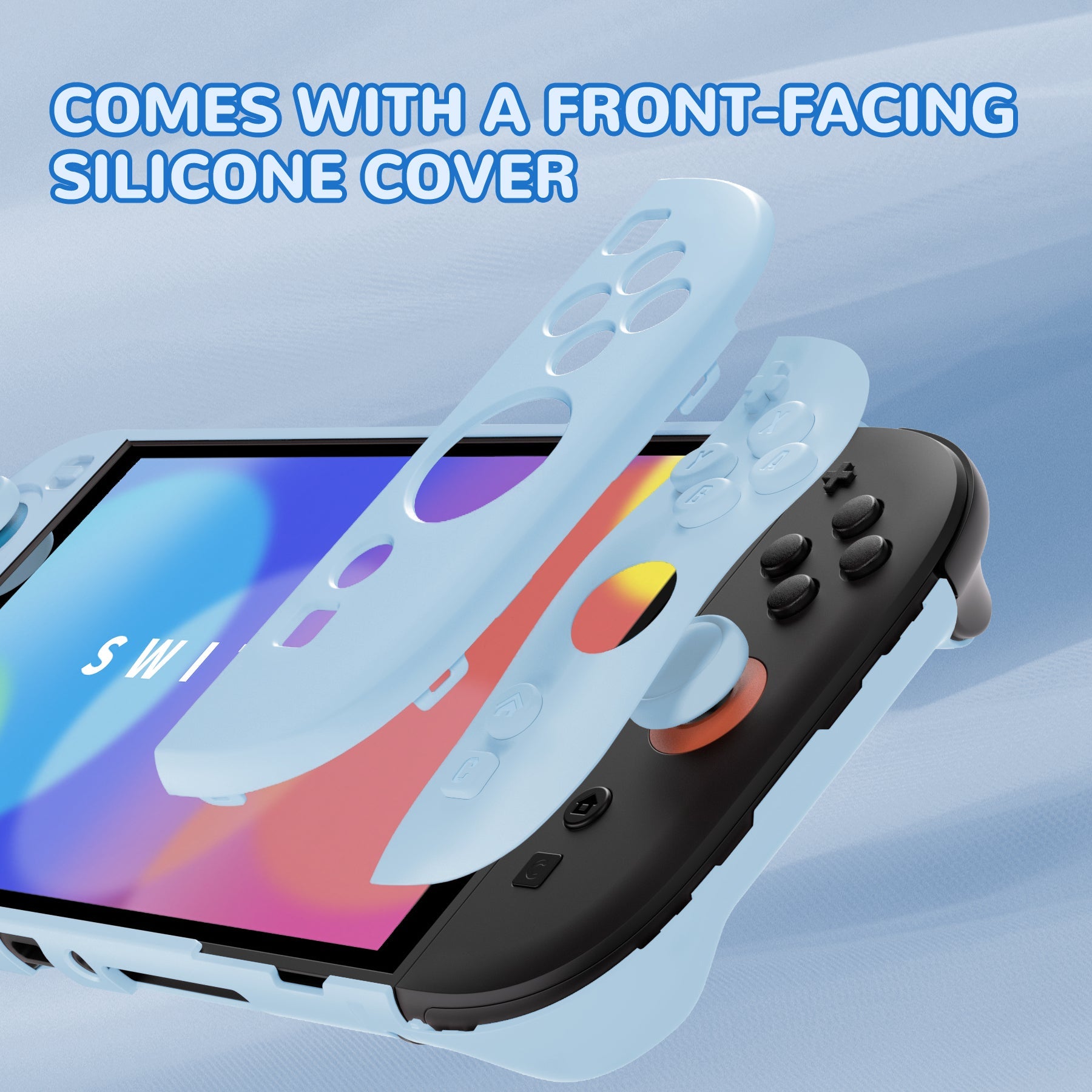 PlayVital Solid Color Series Hard Shell Protective Case with Foldable Stand & Thumb Grips for Nintendo Switch 2 - Heaven Blue PlayVital