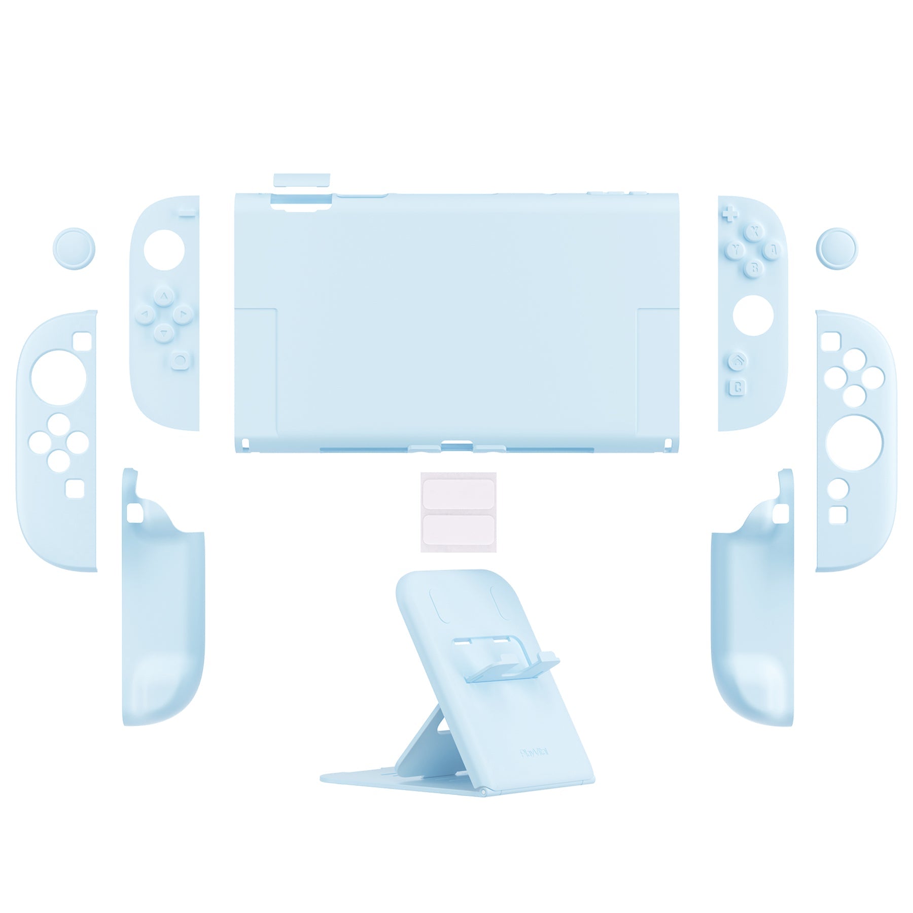 PlayVital Solid Color Series Hard Shell Protective Case with Foldable Stand & Thumb Grips for Nintendo Switch 2 - Heaven Blue PlayVital