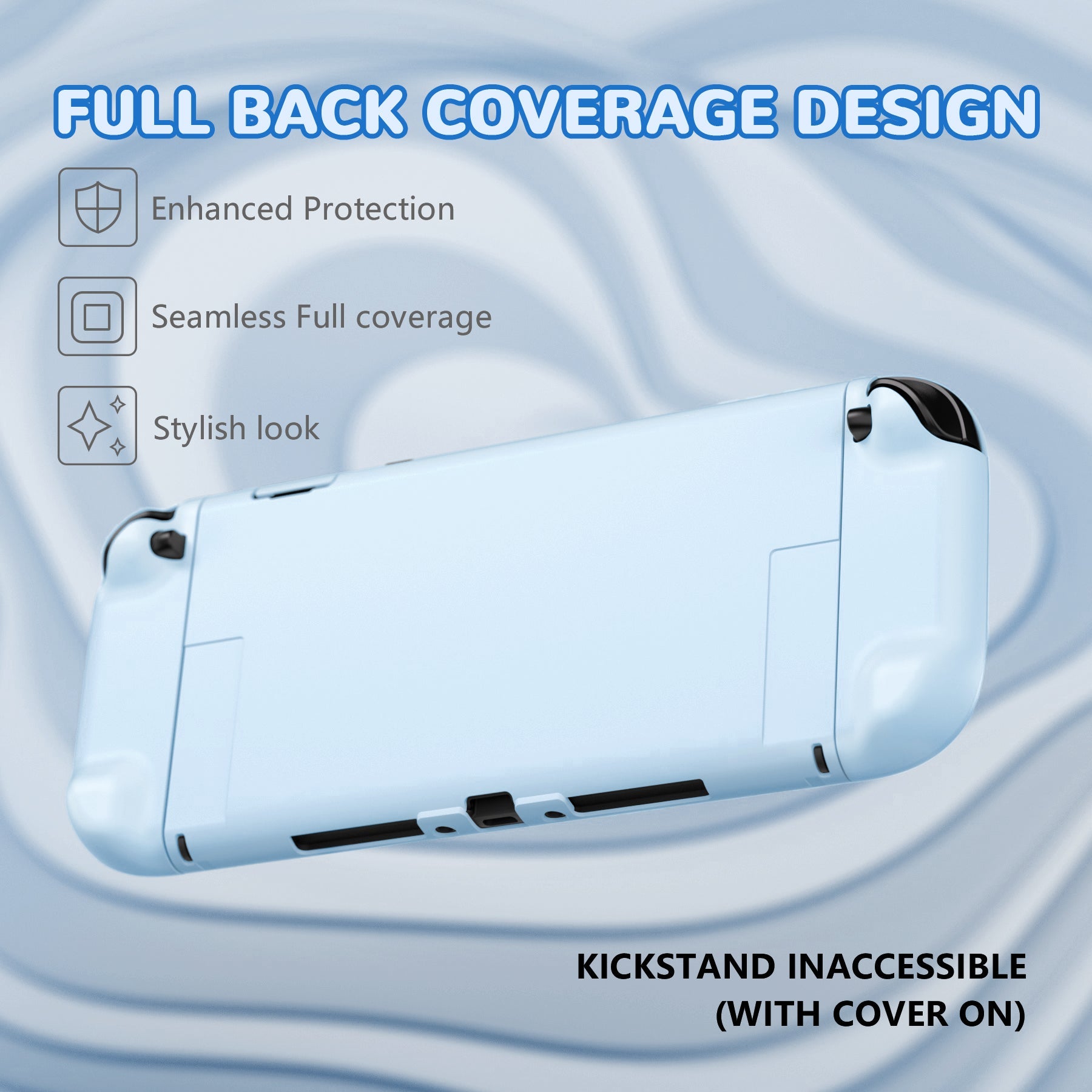 PlayVital Solid Color Series Hard Shell Protective Case with Foldable Stand & Thumb Grips for Nintendo Switch 2 - Heaven Blue PlayVital