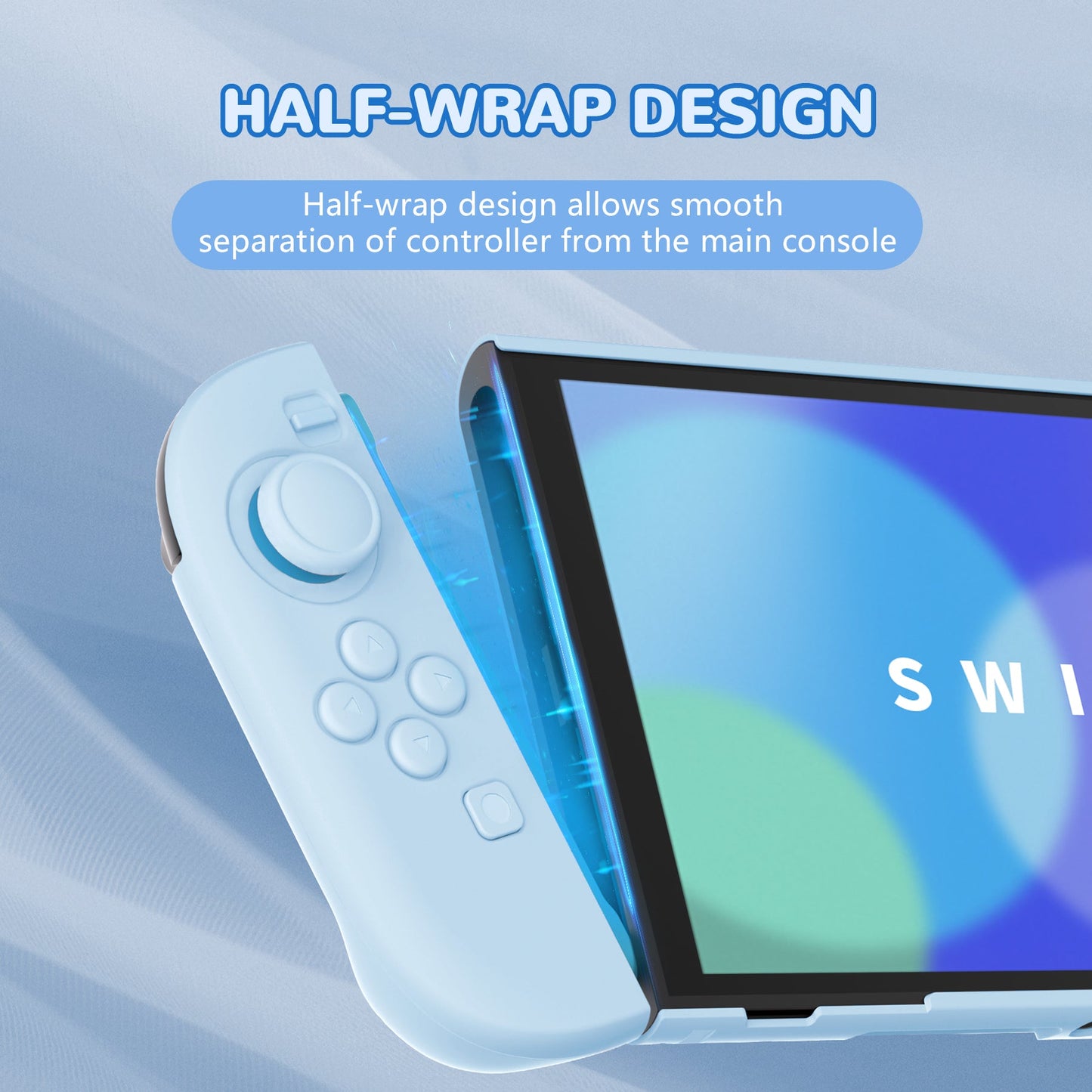 PlayVital Solid Color Series Hard Shell Protective Case with Foldable Stand & Thumb Grips for Nintendo Switch 2 - Heaven Blue PlayVital