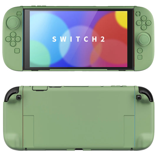 PlayVital Solid Color Series Hard Shell Protective Case with Foldable Stand & Thumb Grips for Nintendo Switch 2 - Matcha Green PlayVital