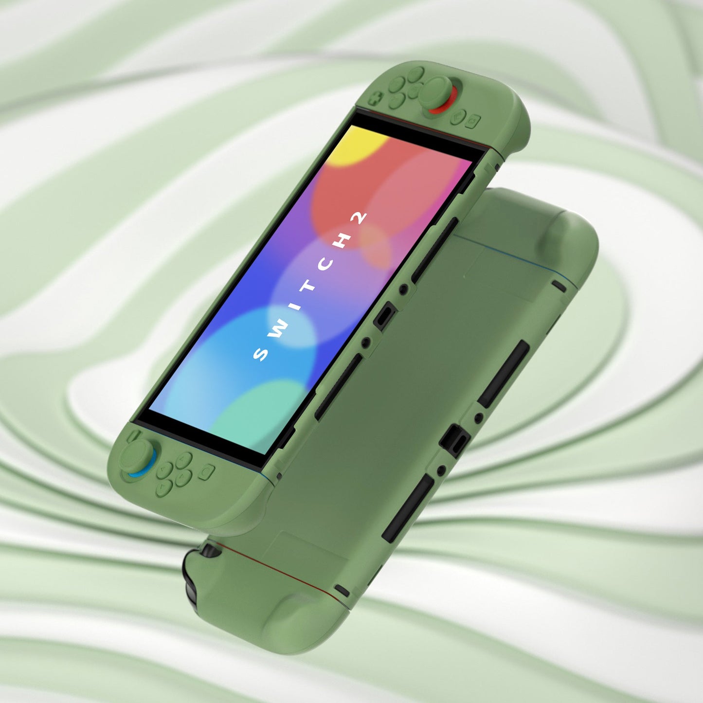 PlayVital Solid Color Series Hard Shell Protective Case with Foldable Stand & Thumb Grips for Nintendo Switch 2 - Matcha Green PlayVital