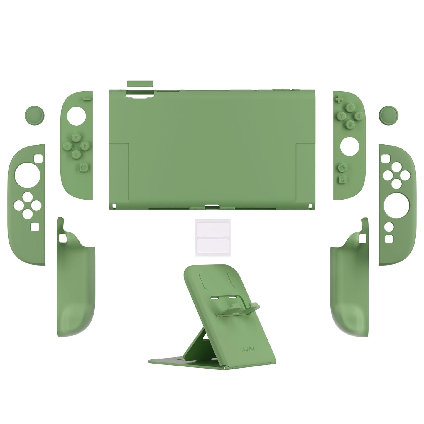 PlayVital Solid Color Series Hard Shell Protective Case with Foldable Stand & Thumb Grips for Nintendo Switch 2 - Matcha Green PlayVital