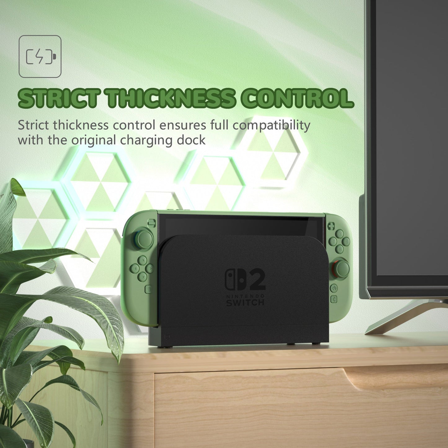 PlayVital Solid Color Series Hard Shell Protective Case with Foldable Stand & Thumb Grips for Nintendo Switch 2 - Matcha Green PlayVital