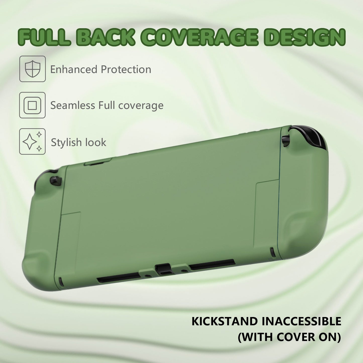 PlayVital Solid Color Series Hard Shell Protective Case with Foldable Stand & Thumb Grips for Nintendo Switch 2 - Matcha Green PlayVital