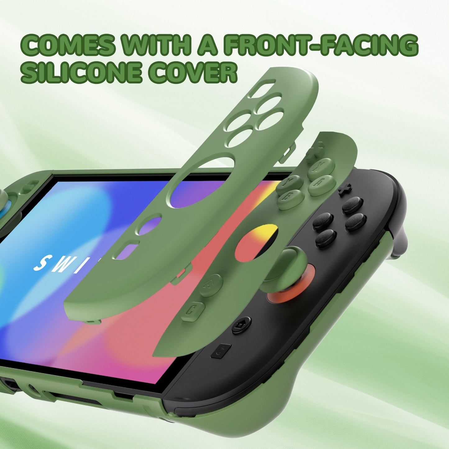 PlayVital Solid Color Series Hard Shell Protective Case with Foldable Stand & Thumb Grips for Nintendo Switch 2 - Matcha Green PlayVital