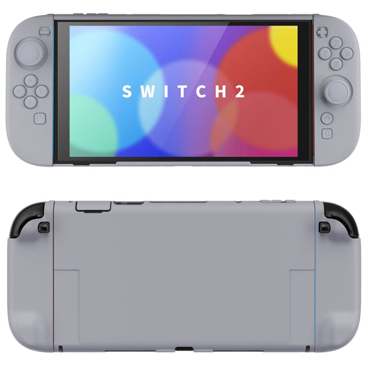 PlayVital Solid Color Series Hard Shell Protective Case with Foldable Stand & Thumb Grips for Nintendo Switch 2 - New Hope Gray PlayVital