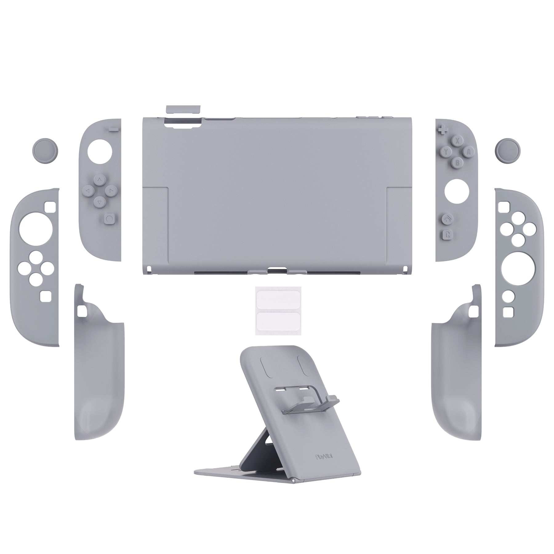 PlayVital Solid Color Series Hard Shell Protective Case with Foldable Stand & Thumb Grips for Nintendo Switch 2 - New Hope Gray PlayVital