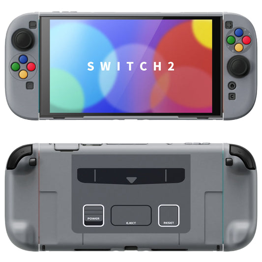 PlayVital Solid Color Series Hard Shell Protective Case with Foldable Stand & Thumb Grips for Nintendo Switch 2 - SFC SNES Classic EU Style PlayVital