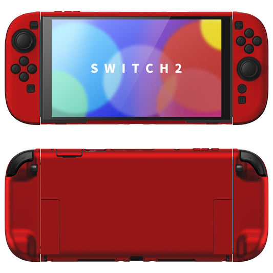 PlayVital Solid Color Series Hard Shell Protective Case with Foldable Stand & Thumb Grips for Nintendo Switch 2 - Scarlet Red PlayVital