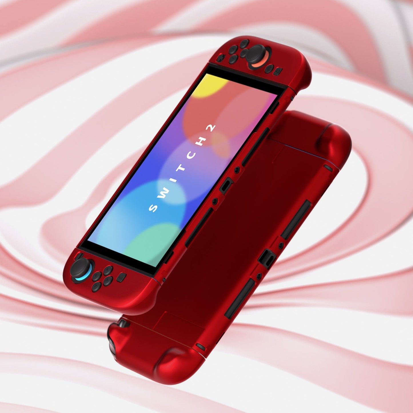 PlayVital Solid Color Series Hard Shell Protective Case with Foldable Stand & Thumb Grips for Nintendo Switch 2 - Scarlet Red PlayVital