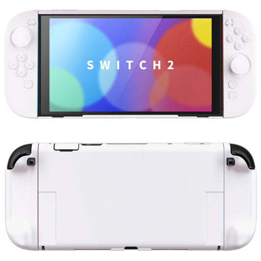 PlayVital Solid Color Series Hard Shell Protective Case with Foldable Stand & Thumb Grips for Nintendo Switch 2 - White PlayVital