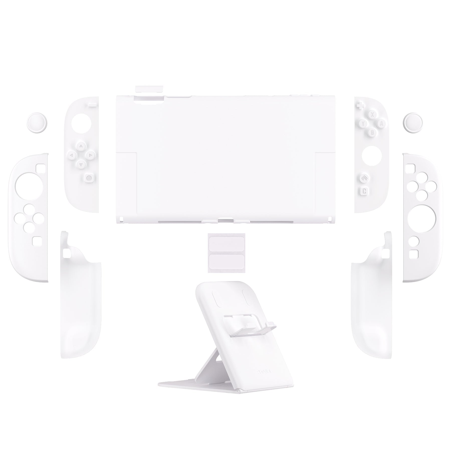 PlayVital Solid Color Series Hard Shell Protective Case with Foldable Stand & Thumb Grips for Nintendo Switch 2 - White PlayVital
