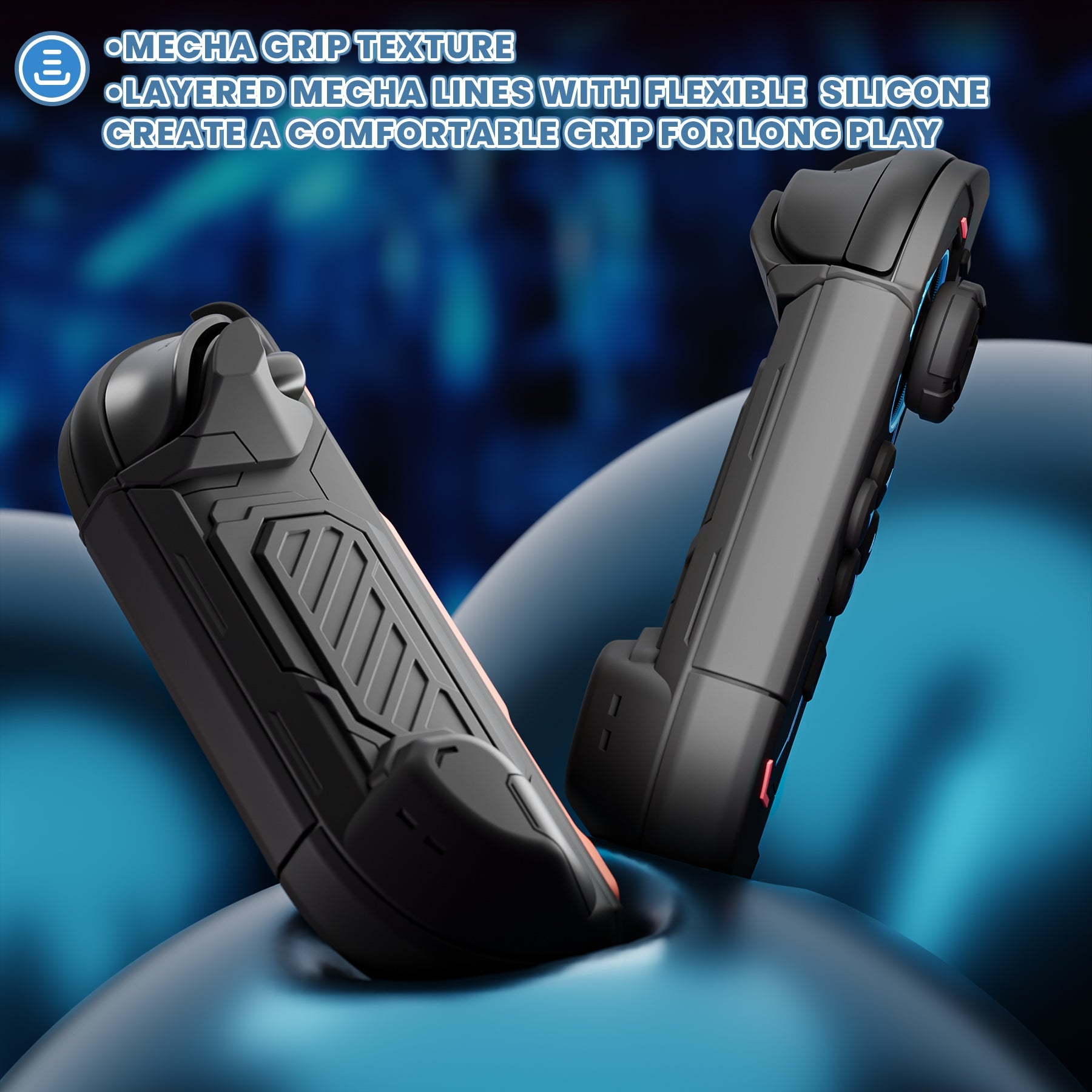 PlayVital Stellar Mecha Protective Case for Nintendo Switch 2, Ergonomic Anti-slip Silicone Grip Cover, Dockable Hard Case Shell for Switch 2 with Joystick Cap & Sticker - Black PlayVital