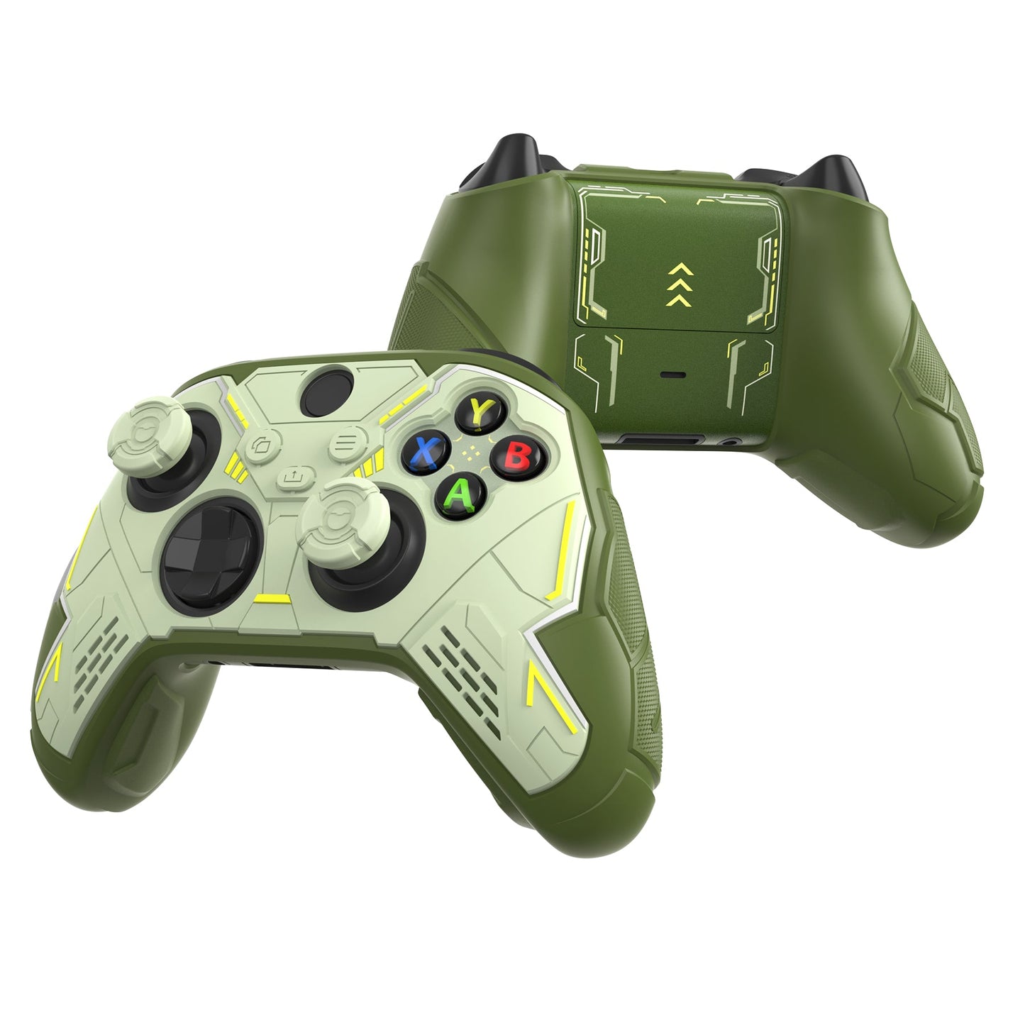 PlayVital Stellar Mecha Silicone Cover Skin for Xbox Series X/S Controller with Thumb Grips & Sticker, Anti-slip Grip Protector for Xbox Core Wireless Controller - Army Green & Sage Green PlayVital