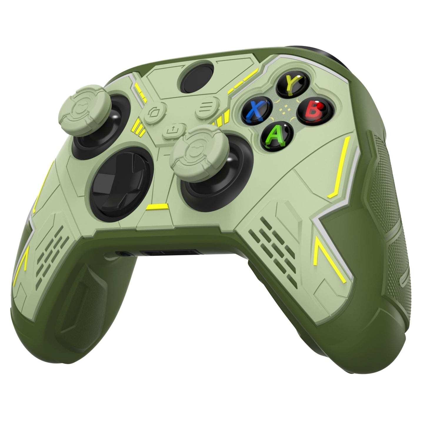 PlayVital Stellar Mecha Silicone Cover Skin for Xbox Series X/S Controller with Thumb Grips & Sticker, Anti-slip Grip Protector for Xbox Core Wireless Controller - Army Green & Sage Green PlayVital