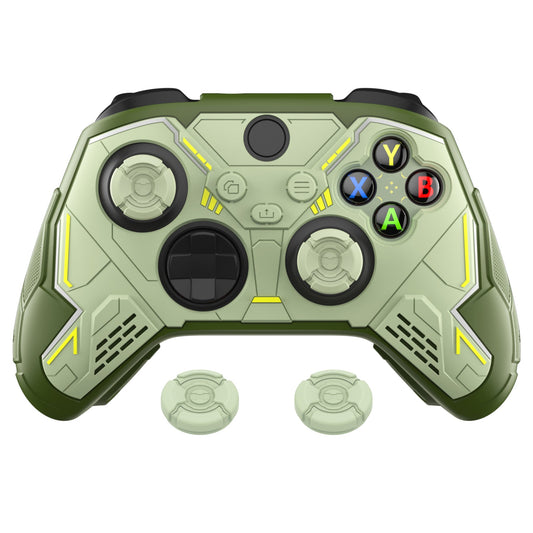 PlayVital Stellar Mecha Silicone Cover Skin for Xbox Series X/S Controller with Thumb Grips & Sticker, Anti-slip Grip Protector for Xbox Core Wireless Controller - Army Green & Sage Green PlayVital