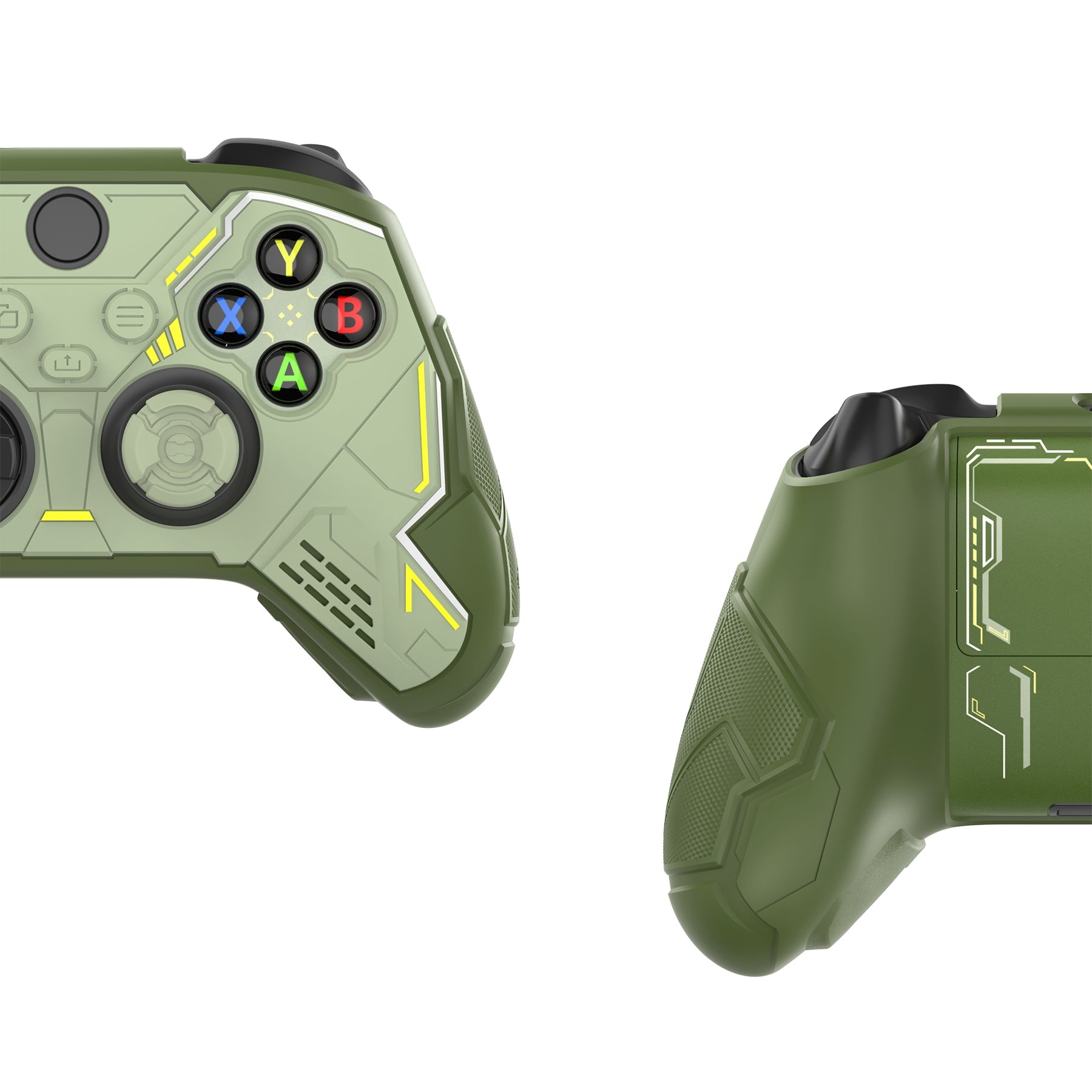 PlayVital Stellar Mecha Silicone Cover Skin for Xbox Series X/S Controller with Thumb Grips & Sticker, Anti-slip Grip Protector for Xbox Core Wireless Controller - Army Green & Sage Green PlayVital