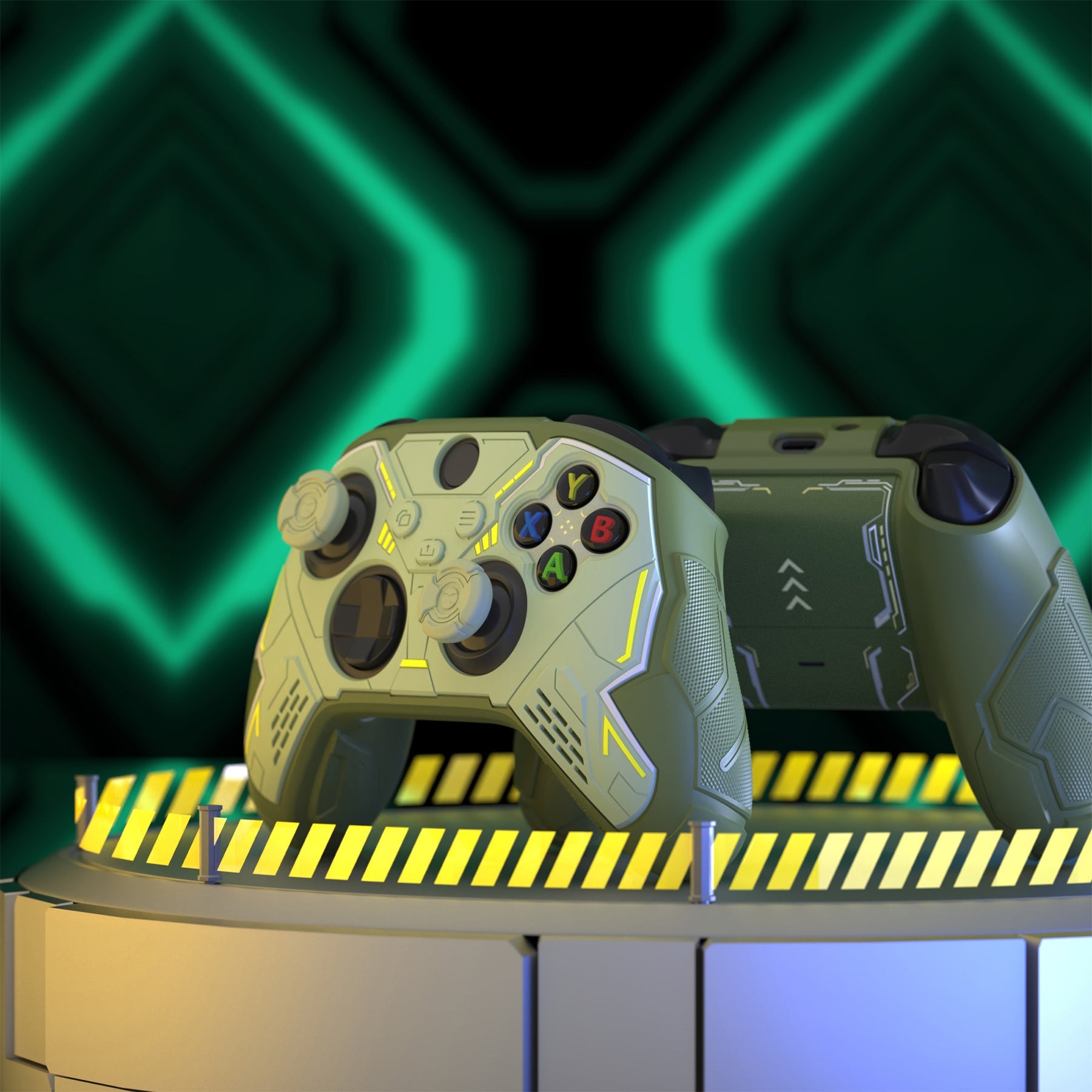 PlayVital Stellar Mecha Silicone Cover Skin for Xbox Series X/S Controller with Thumb Grips & Sticker, Anti-slip Grip Protector for Xbox Core Wireless Controller - Army Green & Sage Green PlayVital