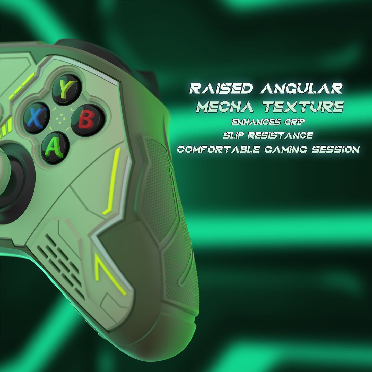 PlayVital Stellar Mecha Silicone Cover Skin for Xbox Series X/S Controller with Thumb Grips & Sticker, Anti-slip Grip Protector for Xbox Core Wireless Controller - Army Green & Sage Green PlayVital