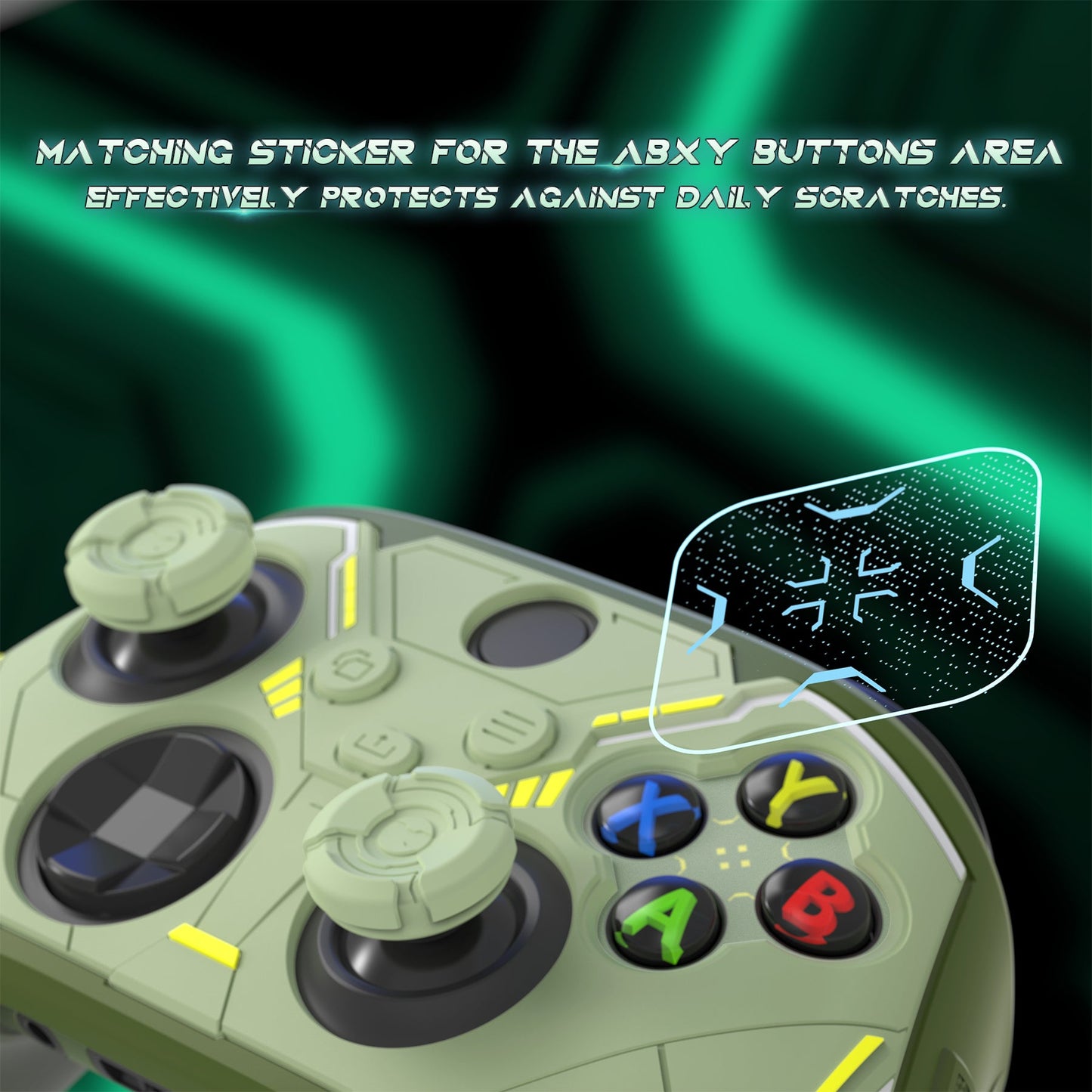 PlayVital Stellar Mecha Silicone Cover Skin for Xbox Series X/S Controller with Thumb Grips & Sticker, Anti-slip Grip Protector for Xbox Core Wireless Controller - Army Green & Sage Green PlayVital