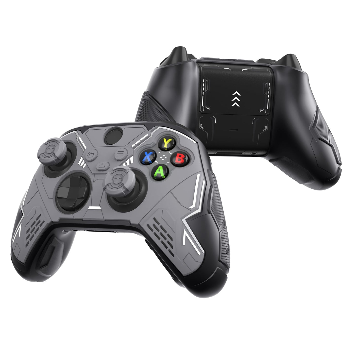 PlayVital Stellar Mecha Silicone Cover Skin for Xbox Series X/S Controller with Thumb Grips & Sticker, Anti-slip Grip Protector for Xbox Core Wireless Controller - Black & Gunmetal Gray PlayVital