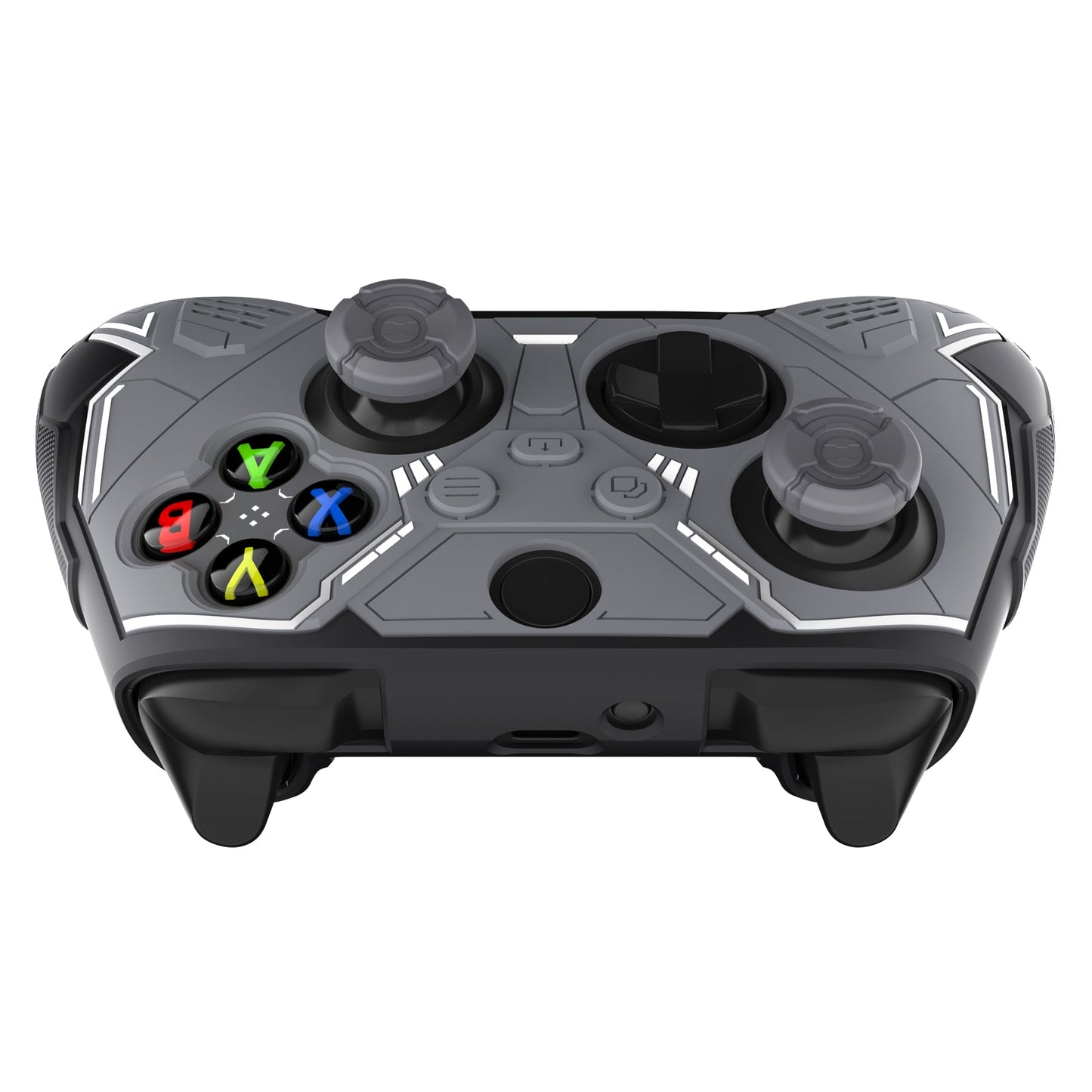PlayVital Stellar Mecha Silicone Cover Skin for Xbox Series X/S Controller with Thumb Grips & Sticker, Anti-slip Grip Protector for Xbox Core Wireless Controller - Black & Gunmetal Gray PlayVital