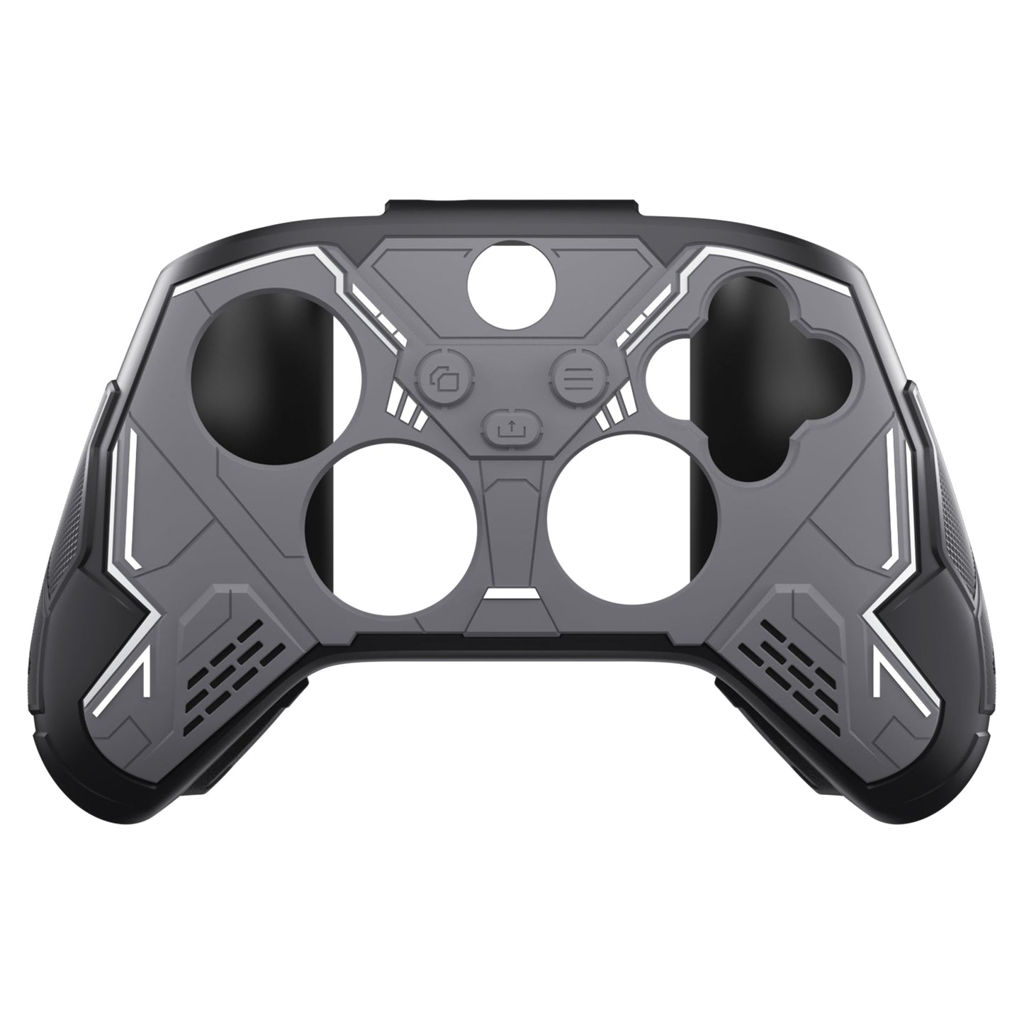 PlayVital Stellar Mecha Silicone Cover Skin for Xbox Series X/S Controller with Thumb Grips & Sticker, Anti-slip Grip Protector for Xbox Core Wireless Controller - Black & Gunmetal Gray PlayVital