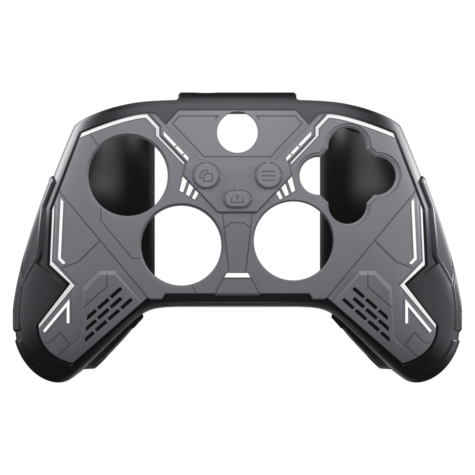 PlayVital Stellar Mecha Silicone Cover Skin for Xbox Series X/S Controller with Thumb Grips & Sticker, Anti-slip Grip Protector for Xbox Core Wireless Controller - Black & Gunmetal Gray PlayVital