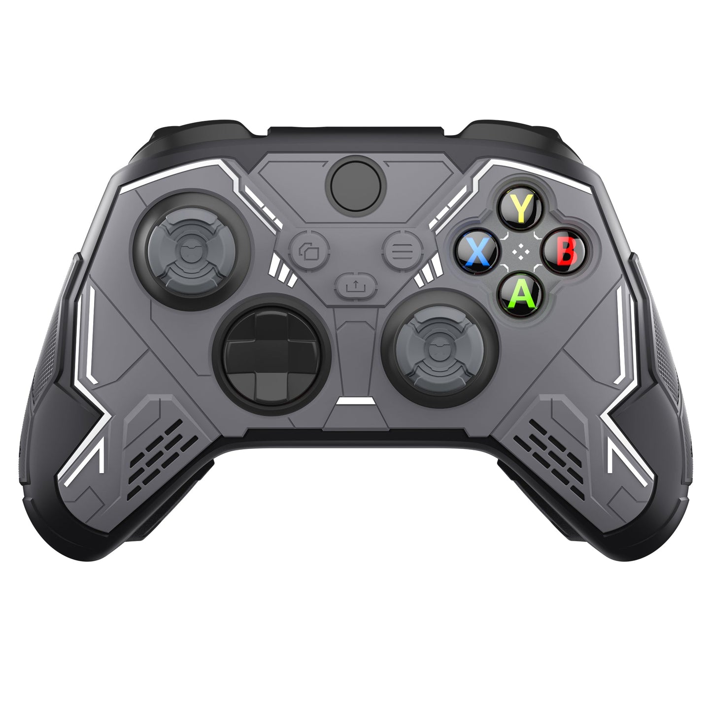 PlayVital Stellar Mecha Silicone Cover Skin for Xbox Series X/S Controller with Thumb Grips & Sticker, Anti-slip Grip Protector for Xbox Core Wireless Controller - Black & Gunmetal Gray PlayVital