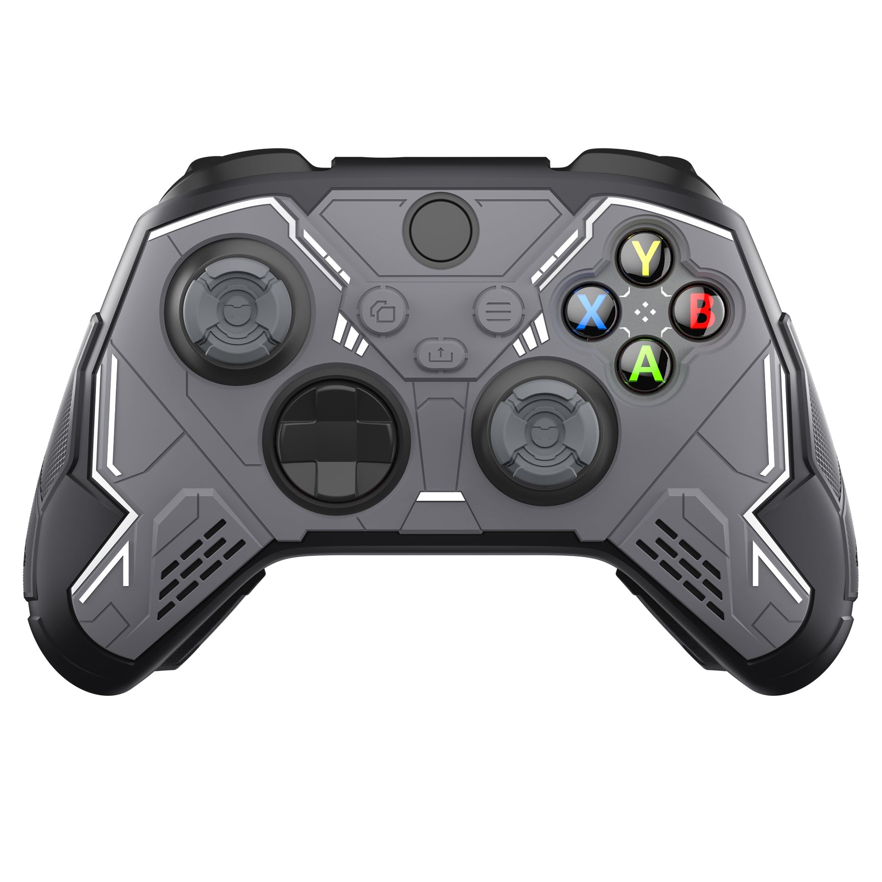 PlayVital Stellar Mecha Silicone Cover Skin for Xbox Series X/S Controller with Thumb Grips & Sticker, Anti-slip Grip Protector for Xbox Core Wireless Controller - Black & Gunmetal Gray PlayVital