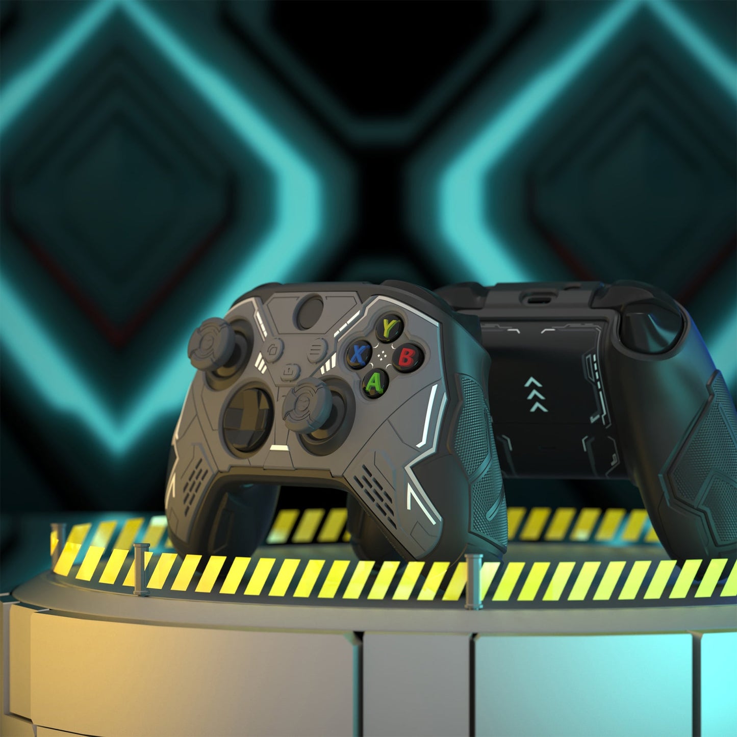 PlayVital Stellar Mecha Silicone Cover Skin for Xbox Series X/S Controller with Thumb Grips & Sticker, Anti-slip Grip Protector for Xbox Core Wireless Controller - Black & Gunmetal Gray PlayVital