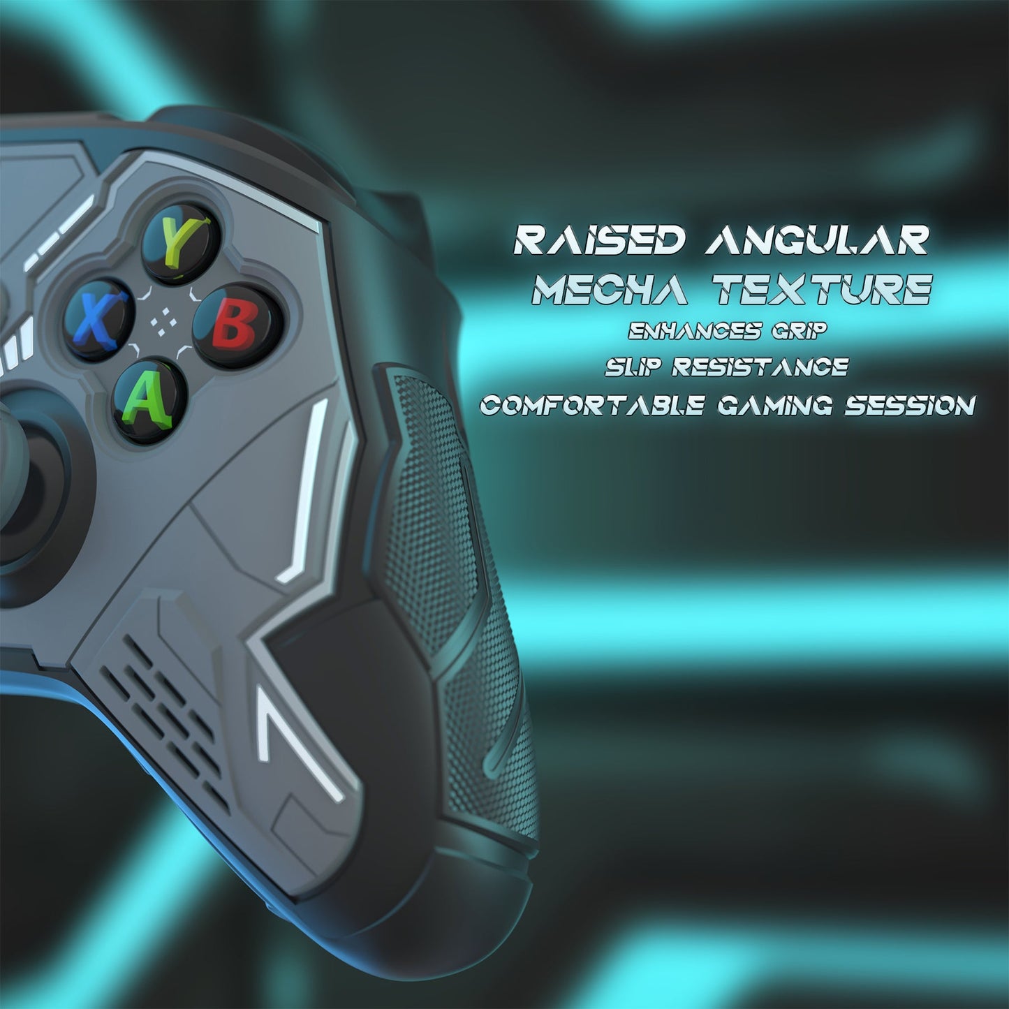 PlayVital Stellar Mecha Silicone Cover Skin for Xbox Series X/S Controller with Thumb Grips & Sticker, Anti-slip Grip Protector for Xbox Core Wireless Controller - Black & Gunmetal Gray PlayVital