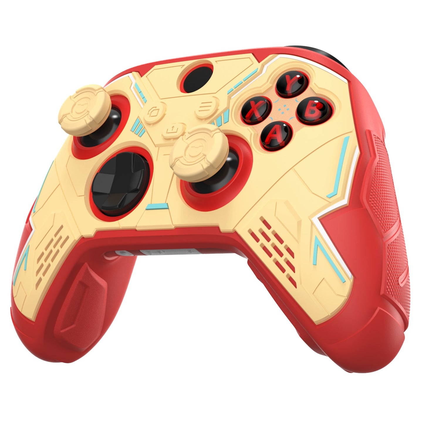 PlayVital Stellar Mecha Silicone Cover Skin for Xbox Series X/S Controller with Thumb Grips & Sticker, Anti-slip Grip Protector for Xbox Core Wireless Controller - Crimson Red & Iron Yellow PlayVital