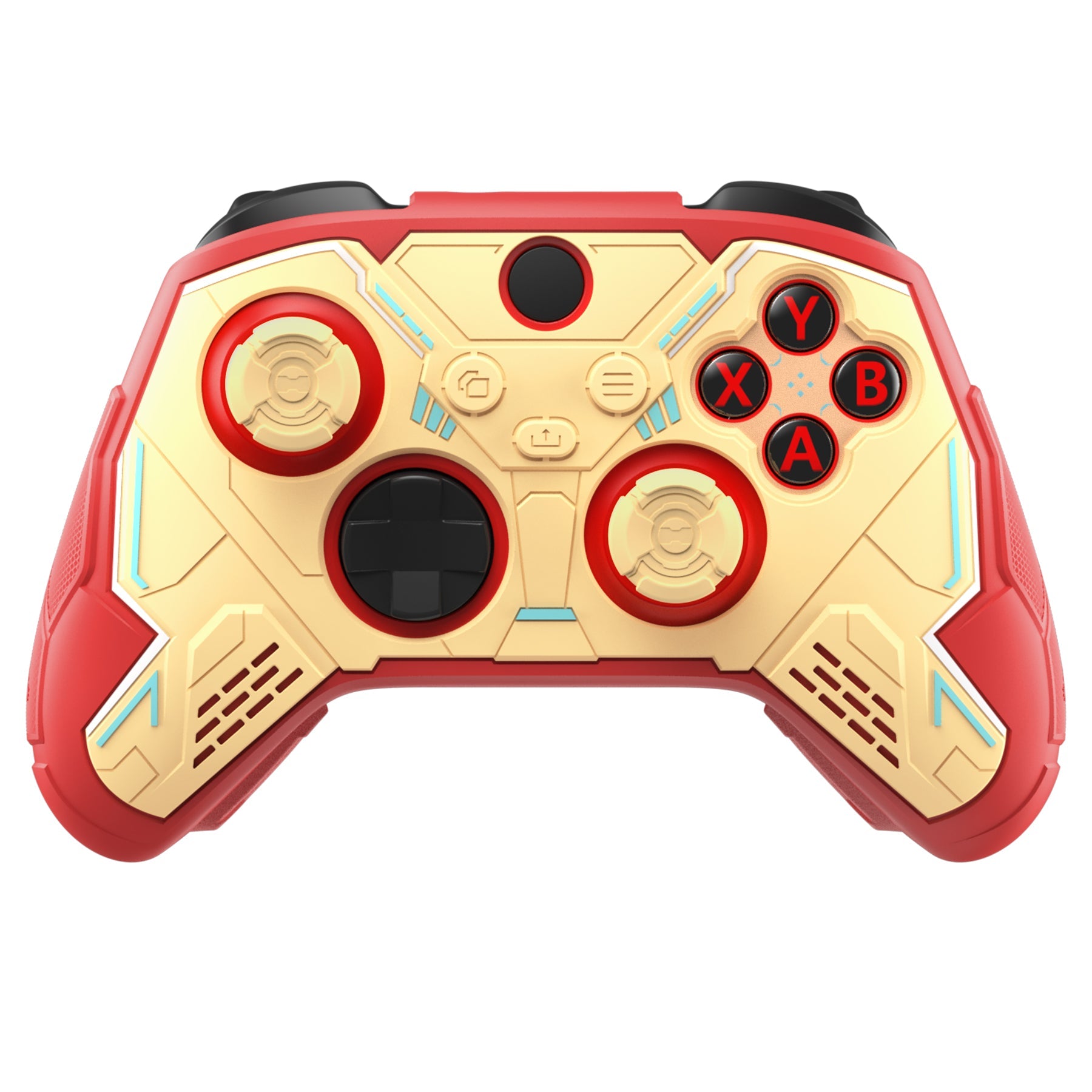 PlayVital Stellar Mecha Silicone Cover Skin for Xbox Series X/S Controller with Thumb Grips & Sticker, Anti-slip Grip Protector for Xbox Core Wireless Controller - Crimson Red & Iron Yellow PlayVital