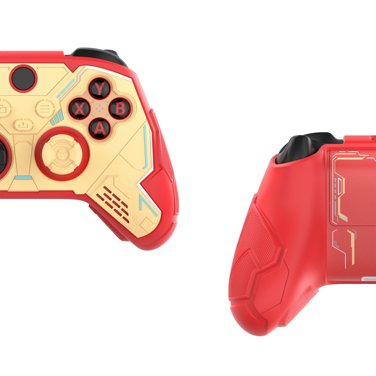 PlayVital Stellar Mecha Silicone Cover Skin for Xbox Series X/S Controller with Thumb Grips & Sticker, Anti-slip Grip Protector for Xbox Core Wireless Controller - Crimson Red & Iron Yellow PlayVital