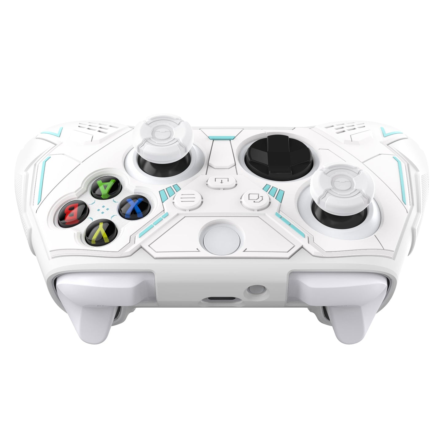 PlayVital Stellar Mecha Silicone Cover Skin for Xbox Series X/S Controller with Thumb Grips & Sticker, Anti-slip Grip Protector for Xbox Core Wireless Controller - White & Frost Gray PlayVital
