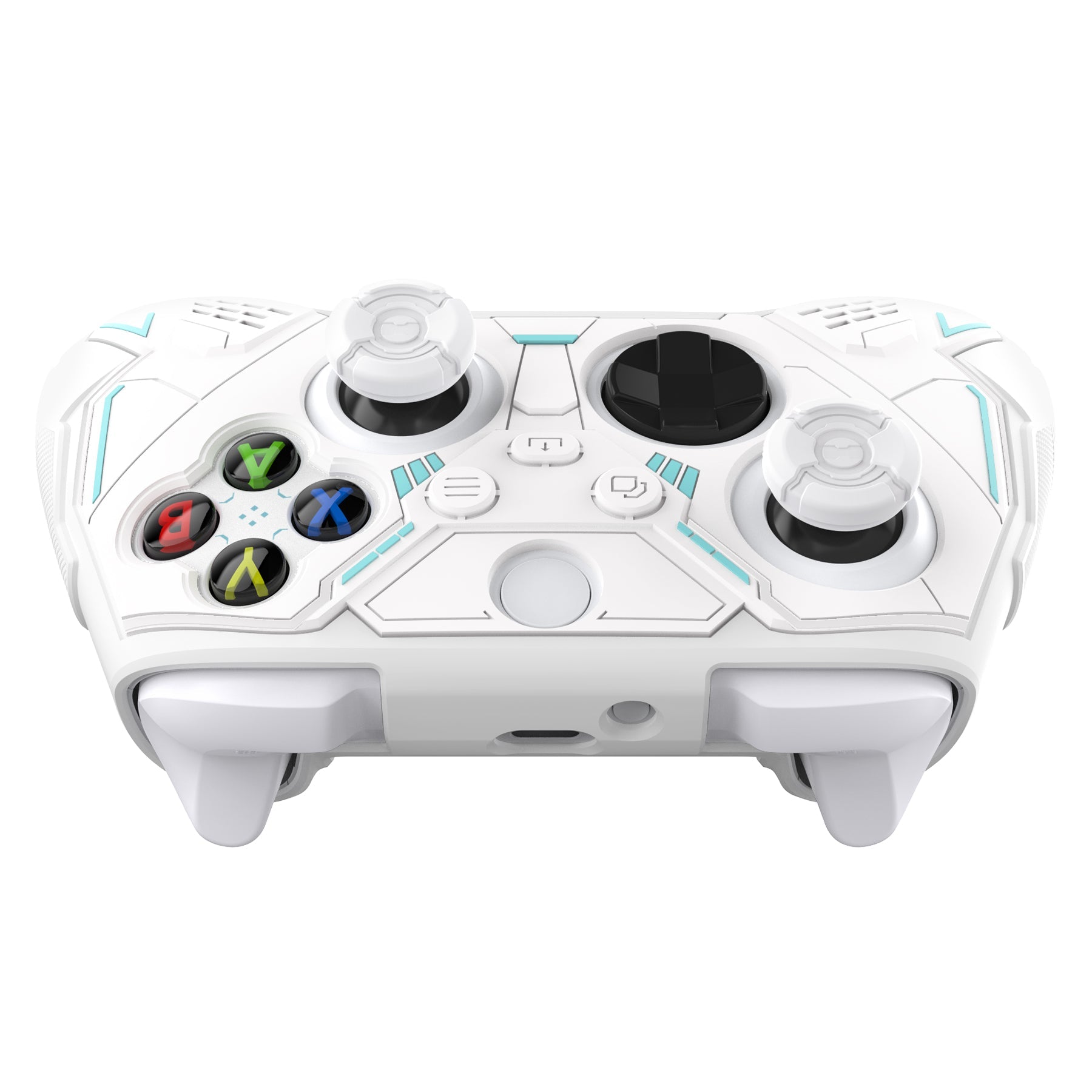 PlayVital Stellar Mecha Silicone Cover Skin for Xbox Series X/S Controller with Thumb Grips & Sticker, Anti-slip Grip Protector for Xbox Core Wireless Controller - White & Frost Gray PlayVital