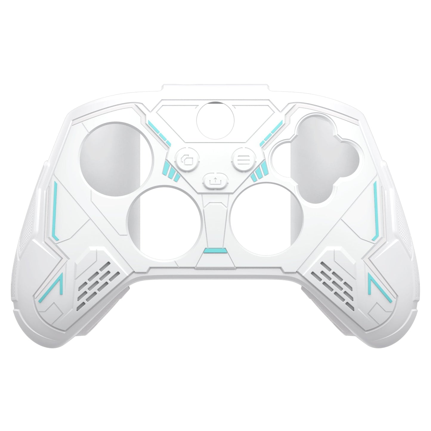 PlayVital Stellar Mecha Silicone Cover Skin for Xbox Series X/S Controller with Thumb Grips & Sticker, Anti-slip Grip Protector for Xbox Core Wireless Controller - White & Frost Gray PlayVital