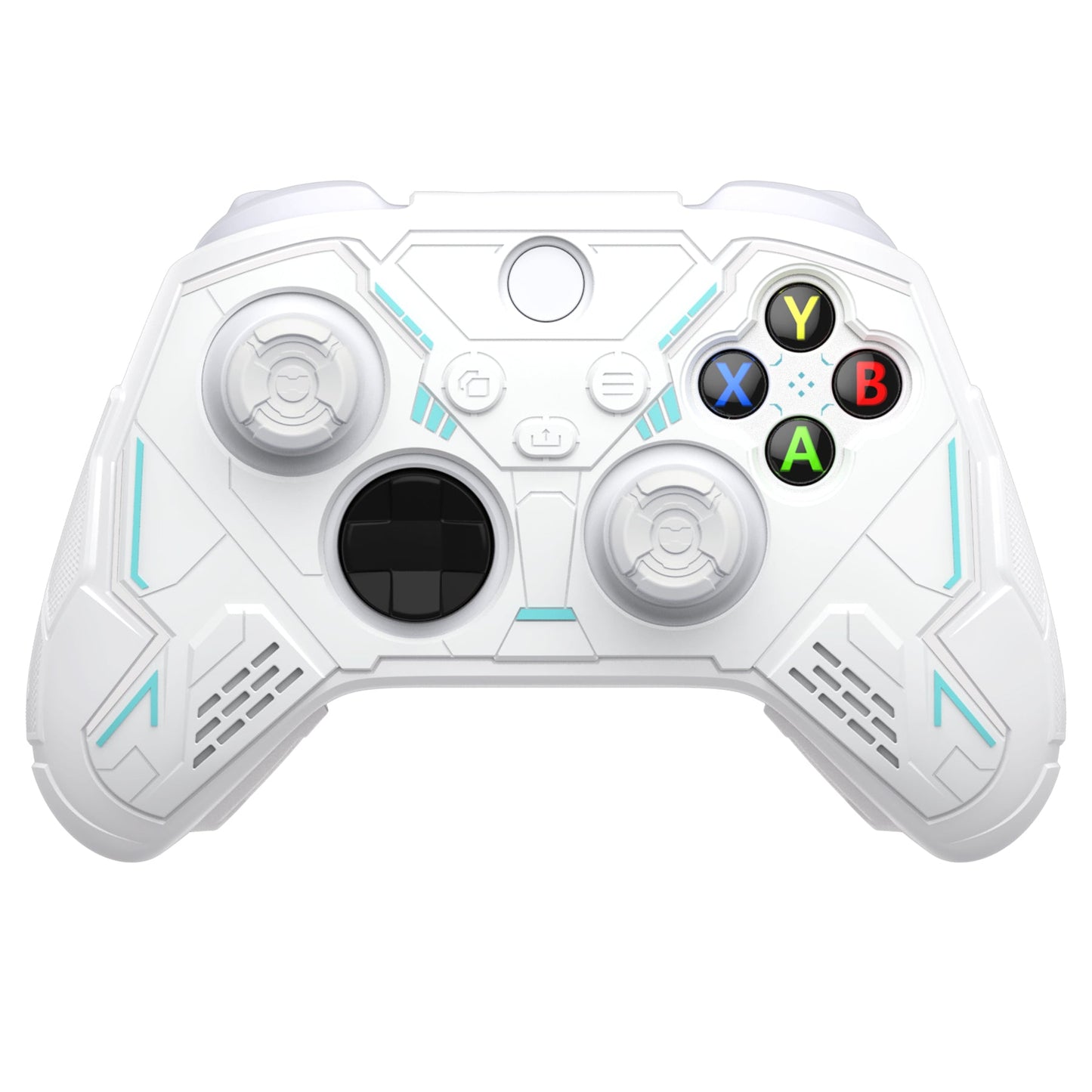 PlayVital Stellar Mecha Silicone Cover Skin for Xbox Series X/S Controller with Thumb Grips & Sticker, Anti-slip Grip Protector for Xbox Core Wireless Controller - White & Frost Gray PlayVital
