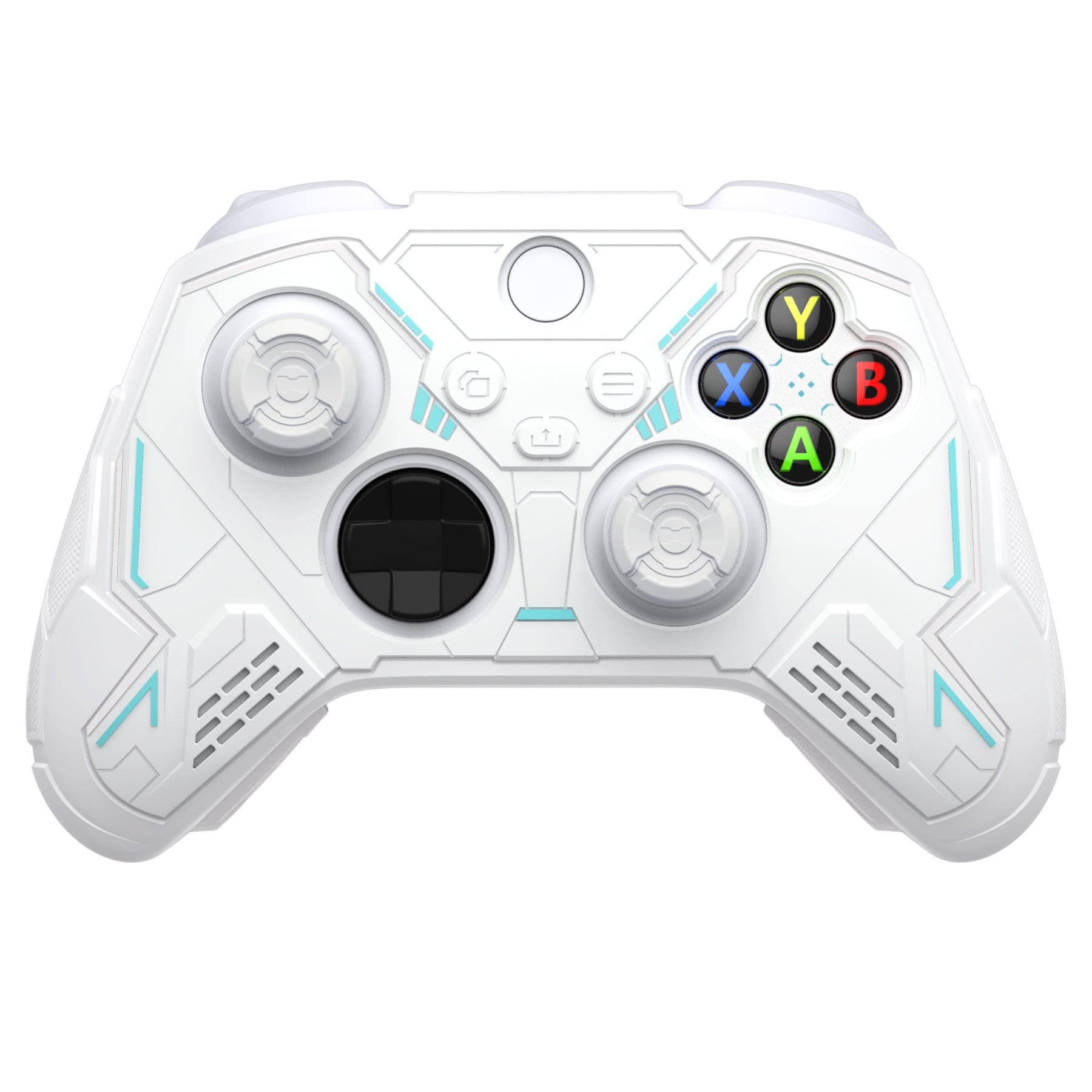 PlayVital Stellar Mecha Silicone Cover Skin for Xbox Series X/S Controller with Thumb Grips & Sticker, Anti-slip Grip Protector for Xbox Core Wireless Controller - White & Frost Gray PlayVital