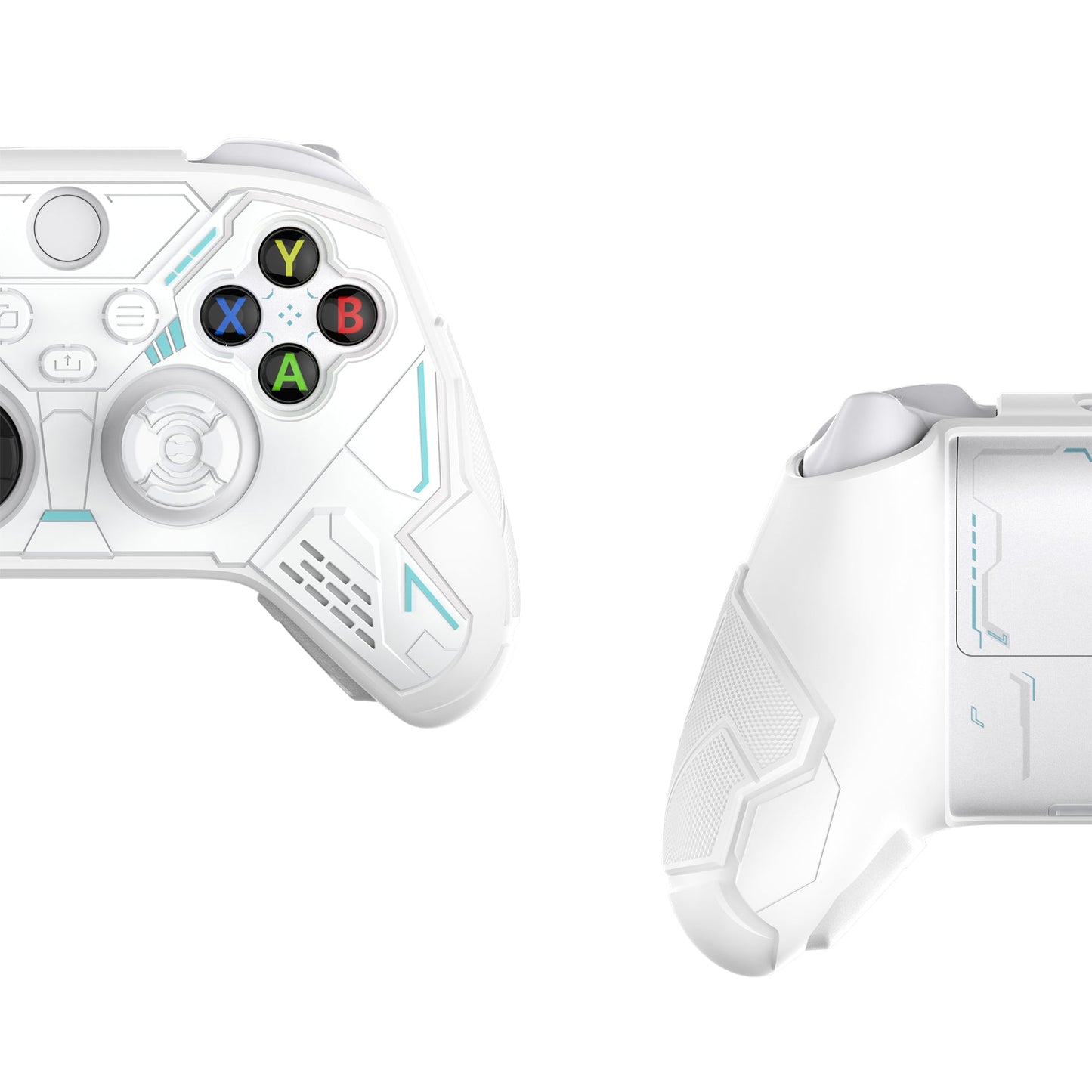 PlayVital Stellar Mecha Silicone Cover Skin for Xbox Series X/S Controller with Thumb Grips & Sticker, Anti-slip Grip Protector for Xbox Core Wireless Controller - White & Frost Gray PlayVital