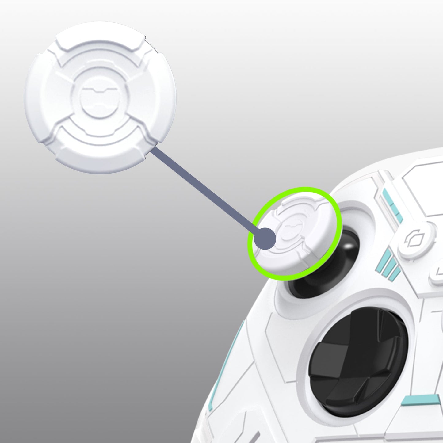 PlayVital Stellar Mecha Silicone Cover Skin for Xbox Series X/S Controller with Thumb Grips & Sticker, Anti-slip Grip Protector for Xbox Core Wireless Controller - White & Frost Gray PlayVital