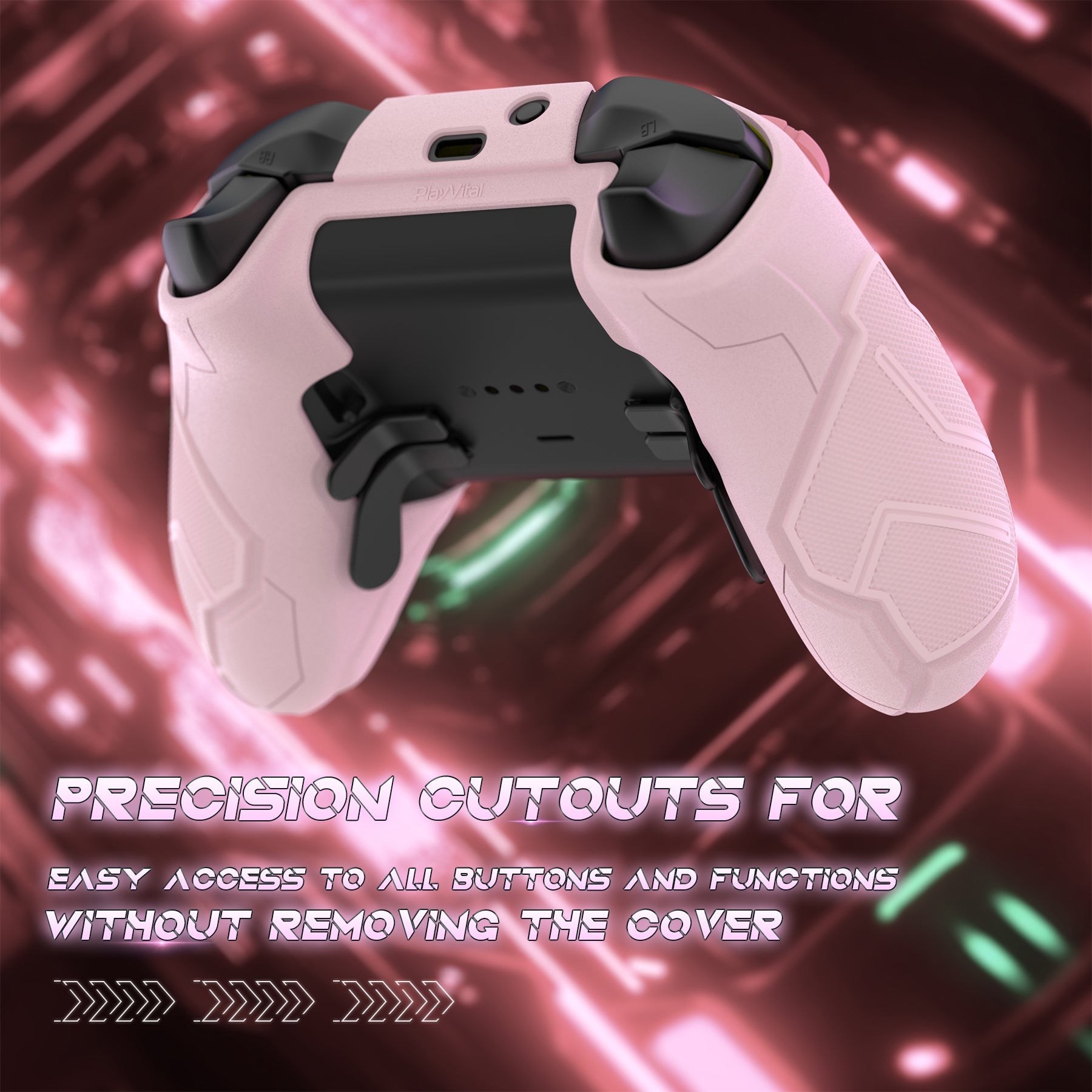PlayVital Stellar Mecha Silicone Cover Skin with Thumb Grips for Xbox Elite Series 2 & Elite Series 2 Core Controller - Pink PlayVital
