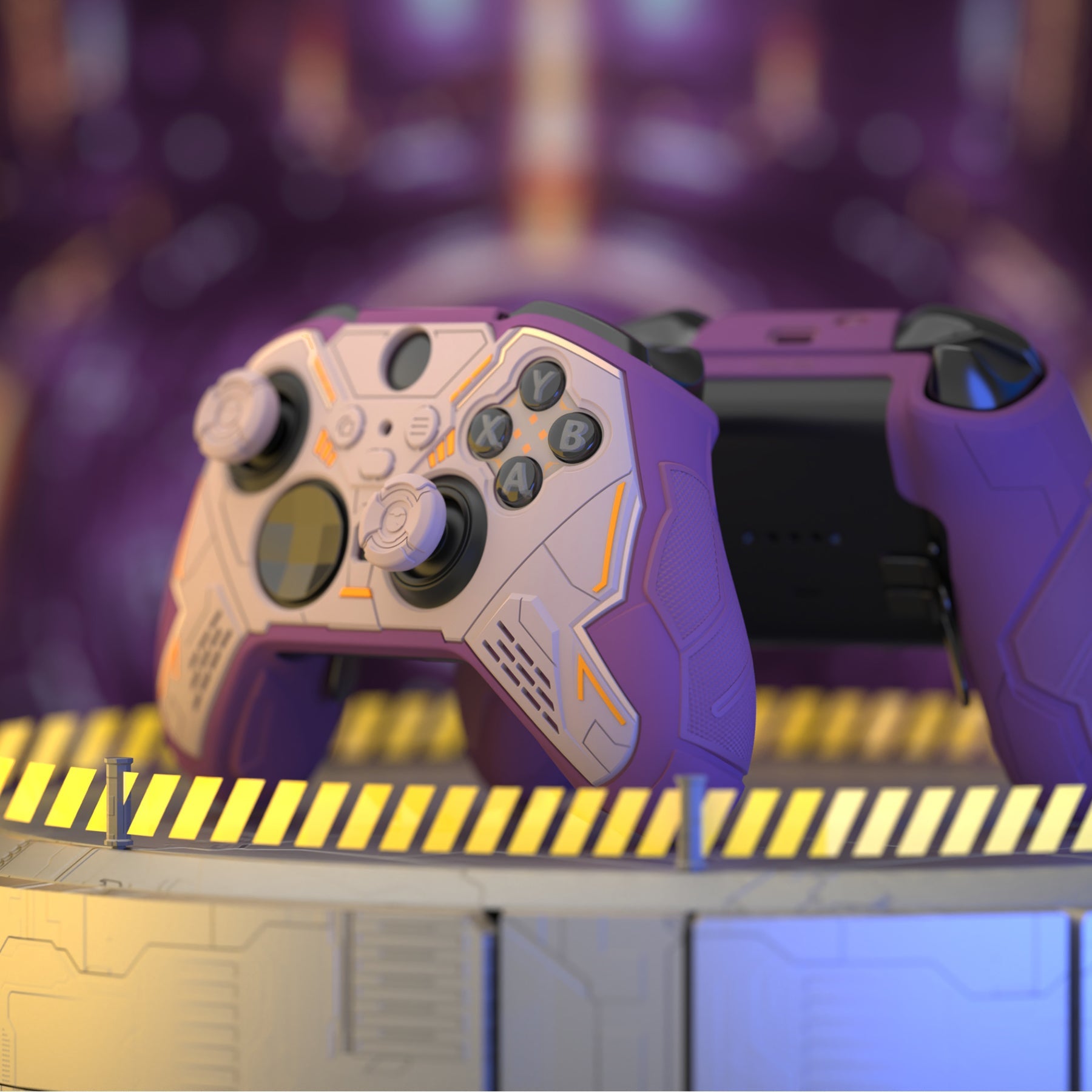 PlayVital Stellar Mecha Silicone Cover Skin with Thumb Grips for Xbox Elite Series 2 & Elite Series 2 Core Controller - Taupe & Purple PlayVital