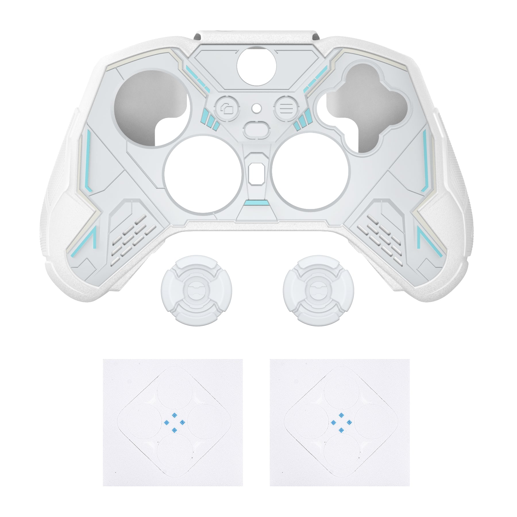 PlayVital Stellar Mecha Silicone Cover Skin with Thumb Grips for Xbox Elite Series 2 & Elite Series 2 Core Controller - White PlayVital