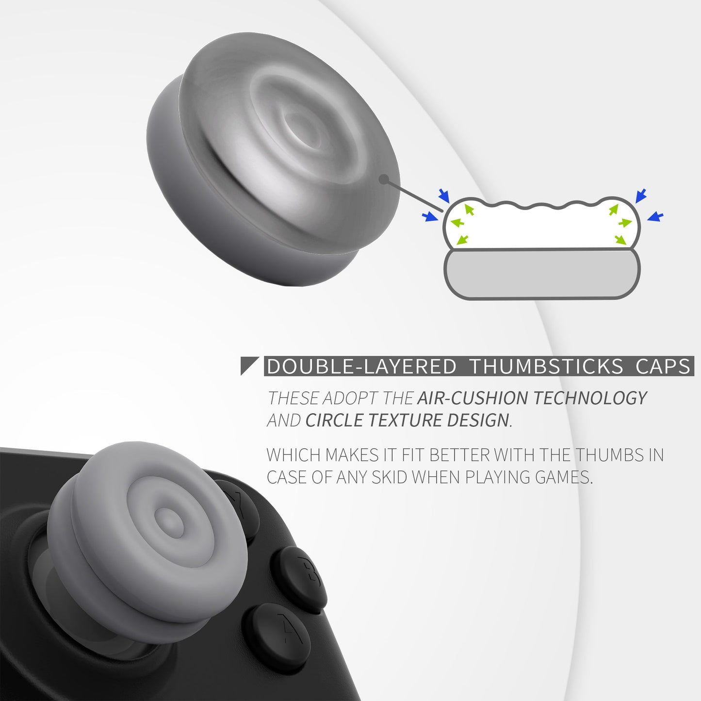 PlayVital Thumb Cushion Caps Thumb Grips for Steam Deck LCD & OLED (4-Pack), Height-Boost Joystick Cover with Anti-Slip Texture for Steam Deck Accessories, Joystick Protection - New Hope Gray PlayVital