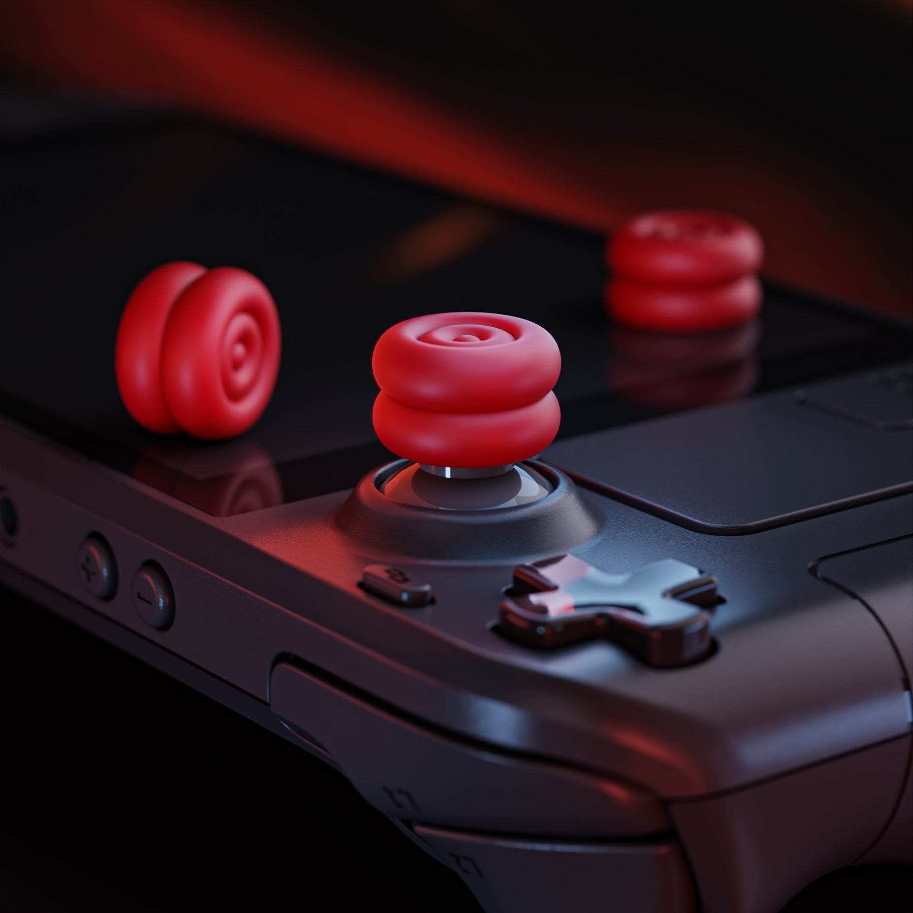 PlayVital Thumb Cushion Caps Thumb Grips for Steam Deck LCD & OLED (4-Pack), Height-Boost Joystick Cover with Anti-Slip Texture for Steam Deck Accessories, Joystick Protection - Passion Red PlayVital