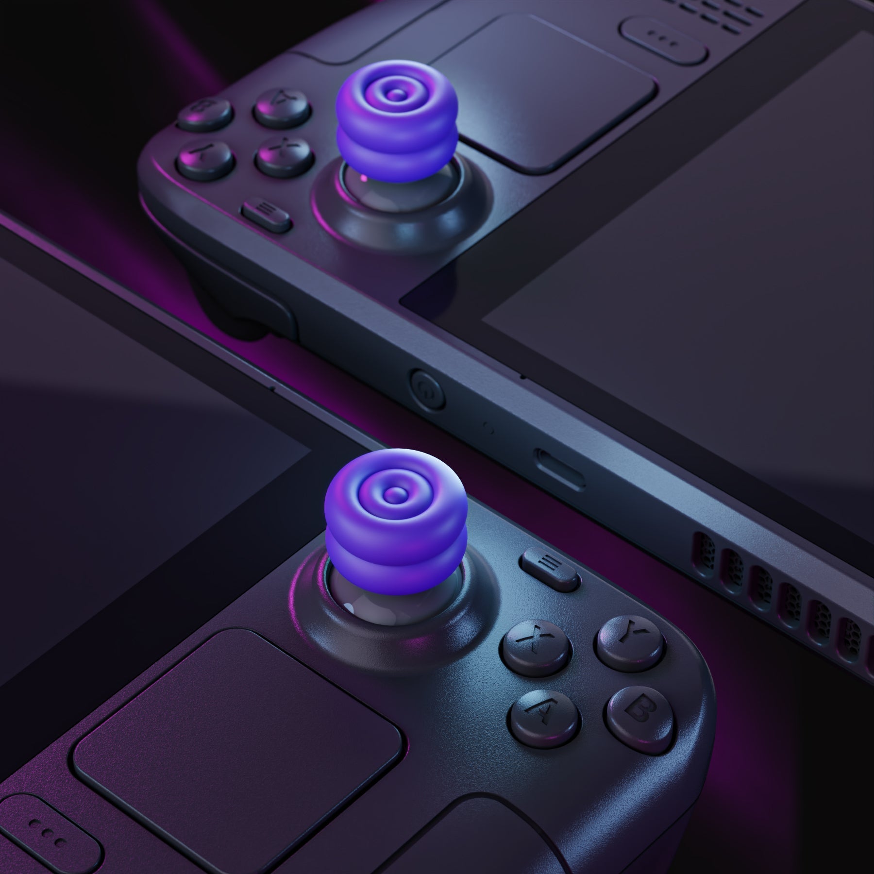 PlayVital Thumb Cushion Caps Thumb Grips for Steam Deck LCD & OLED (4-Pack), Height-Boost Joystick Cover with Anti-Slip Texture for Steam Deck Accessories, Joystick Protection - Purple PlayVital