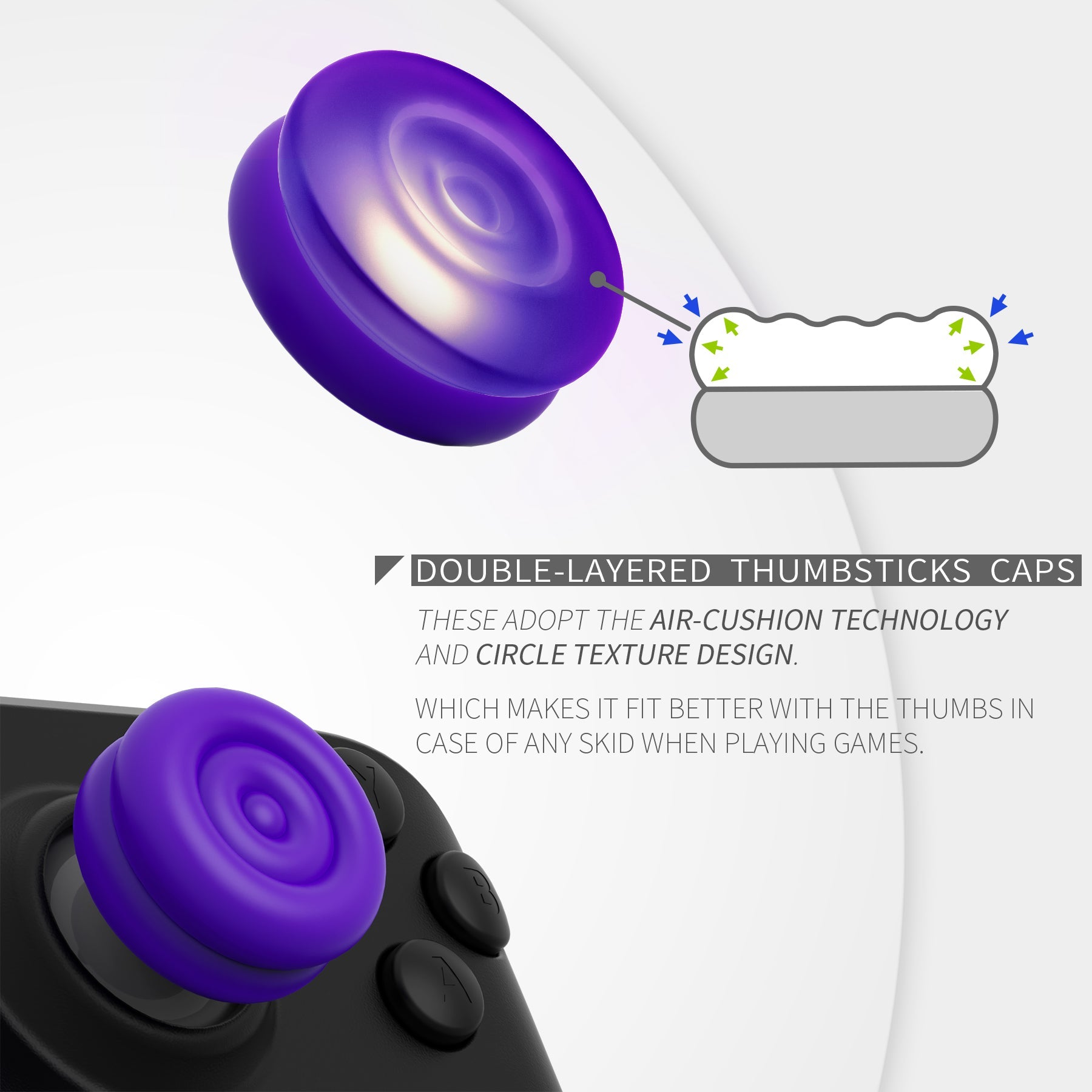 PlayVital Thumb Cushion Caps Thumb Grips for Steam Deck LCD & OLED (4-Pack), Height-Boost Joystick Cover with Anti-Slip Texture for Steam Deck Accessories, Joystick Protection - Purple PlayVital